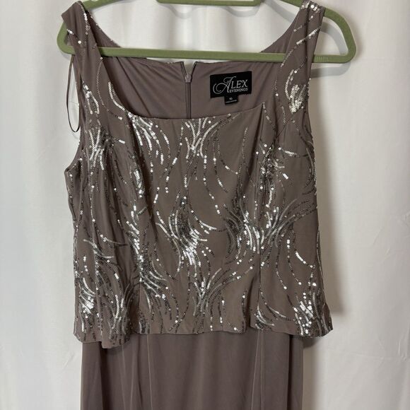 Alex Evenings Sequined A-Line Jacket Pewter Frost Size 16 Mother Of The Bride - Picture 10 of 14